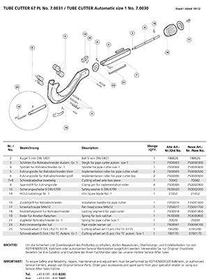 компоновочная схема для трубореза automatic (автоматик)