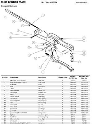 компоновочная схема для трубогиба tube bender maxi (тьюб бендер макси) под углом до 90