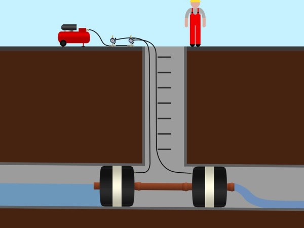 Пневматическое заглушающее перекрытие под обводную трубу, применение Пневматическое заглушающее перекрытие под обводную трубу, применение